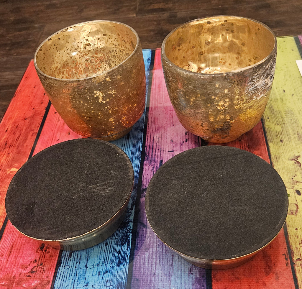 Vintage Inspired Gold Mercury Glass Pedestal Votive Candle Holders Set ...