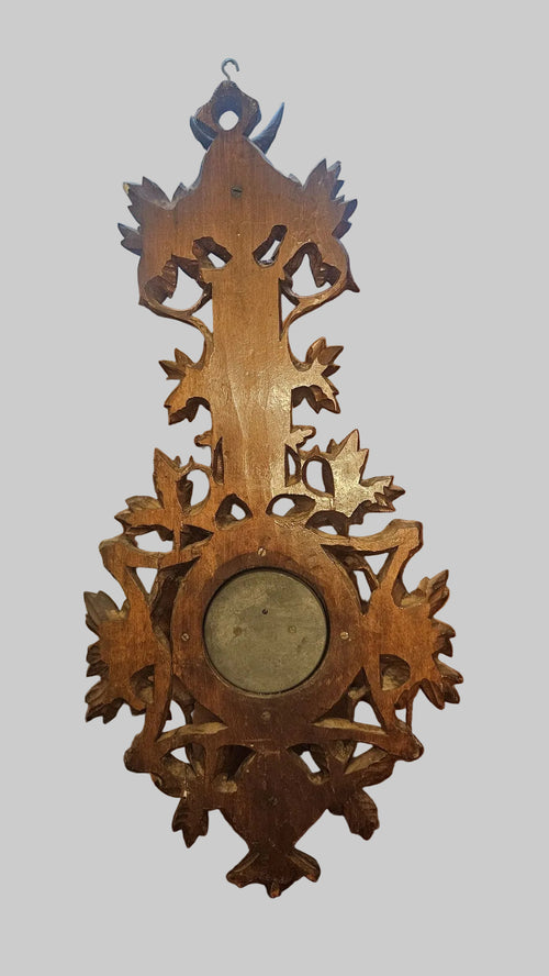 Back of Antique Brienz Black Forest 'Jagdstil' Barometer & Thermometer c.1890