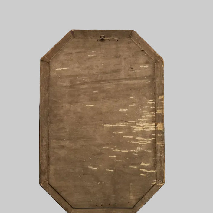 Back of Victorian Oak Octagonal Mirror with Bevelled Foxed Glass (circa 1880–1910)