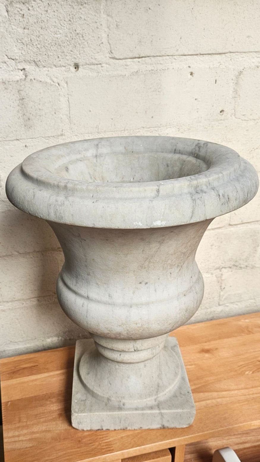 Hand-Carved Marble Architectural Base, Late 19th–Early 20th C. (Possibly Carrara)
