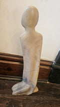 Mid-Century Modernist Abstract 'Kneeling Figure' Hand-Carved Natural Stone Sculpture