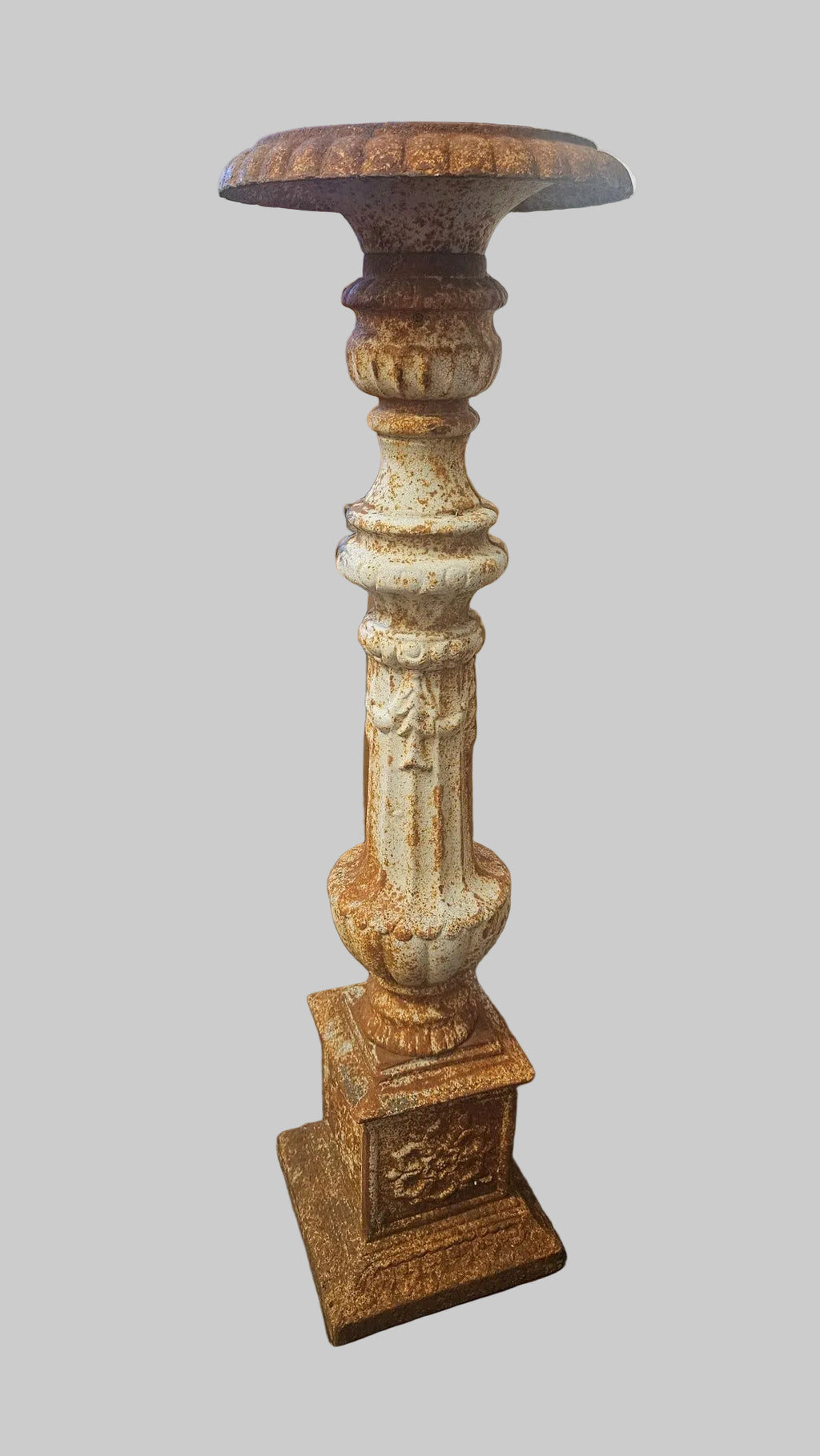Antique Cast Iron Garden Pedestal Victorian/Edwardian Architectural Salvage Stand Mount with Original Patina c. 1880–1920