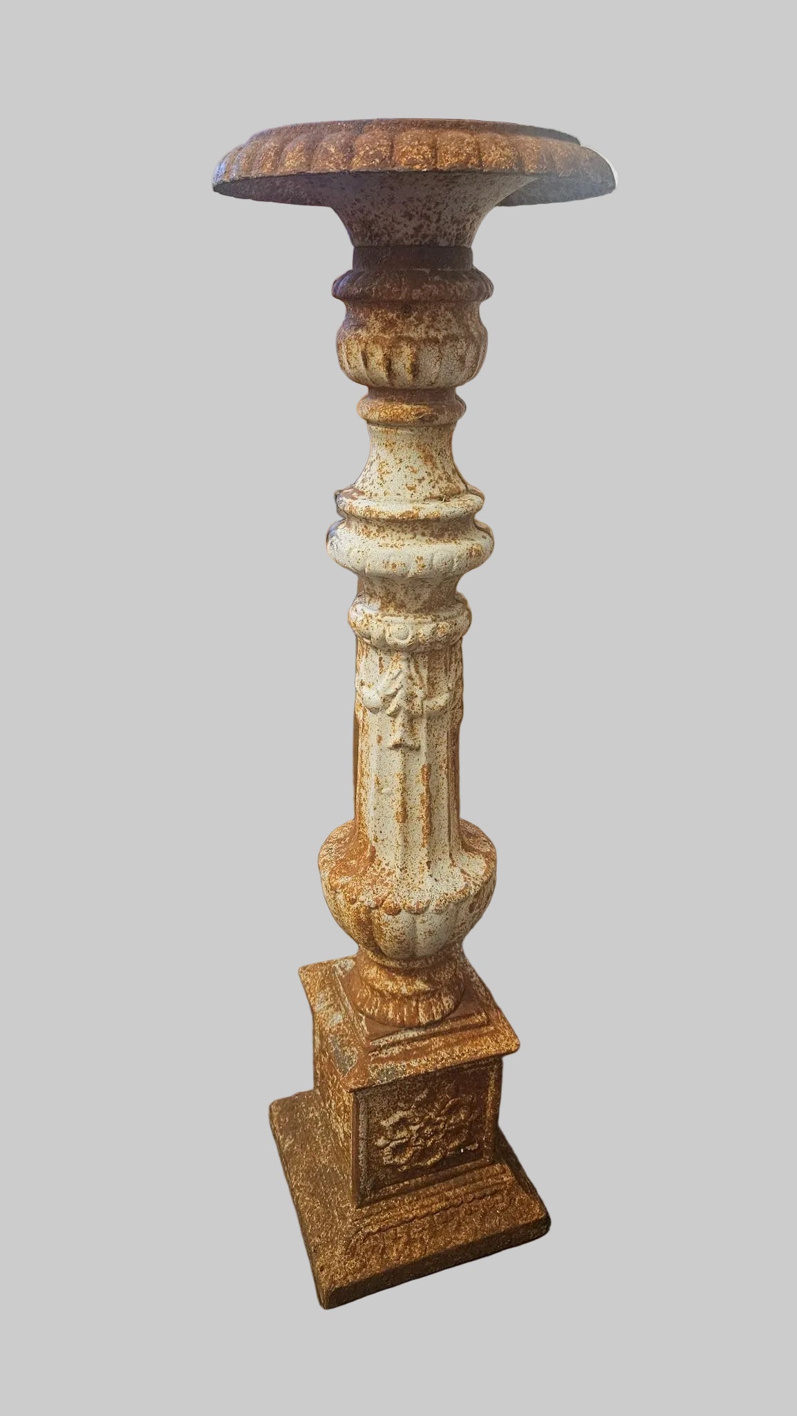 Antique Cast Iron Garden Pedestal Victorian/Edwardian Architectural Salvage Stand Mount with Original Patina c. 1880–1920