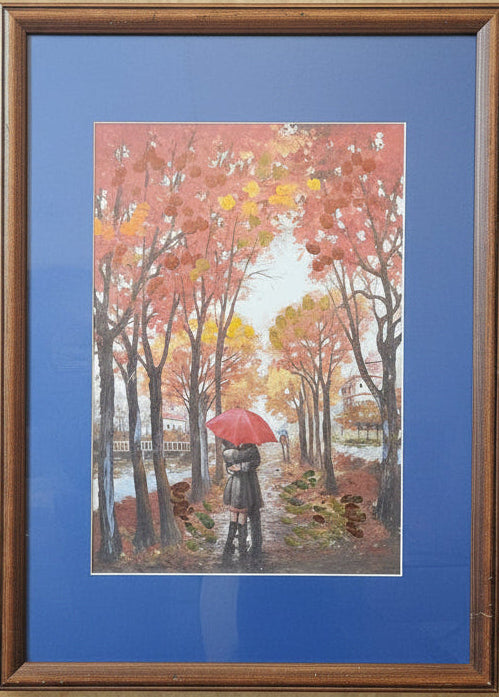 Large Vintage Studio Framed 'Unspoken Love' Art Print Solid Wood Frame